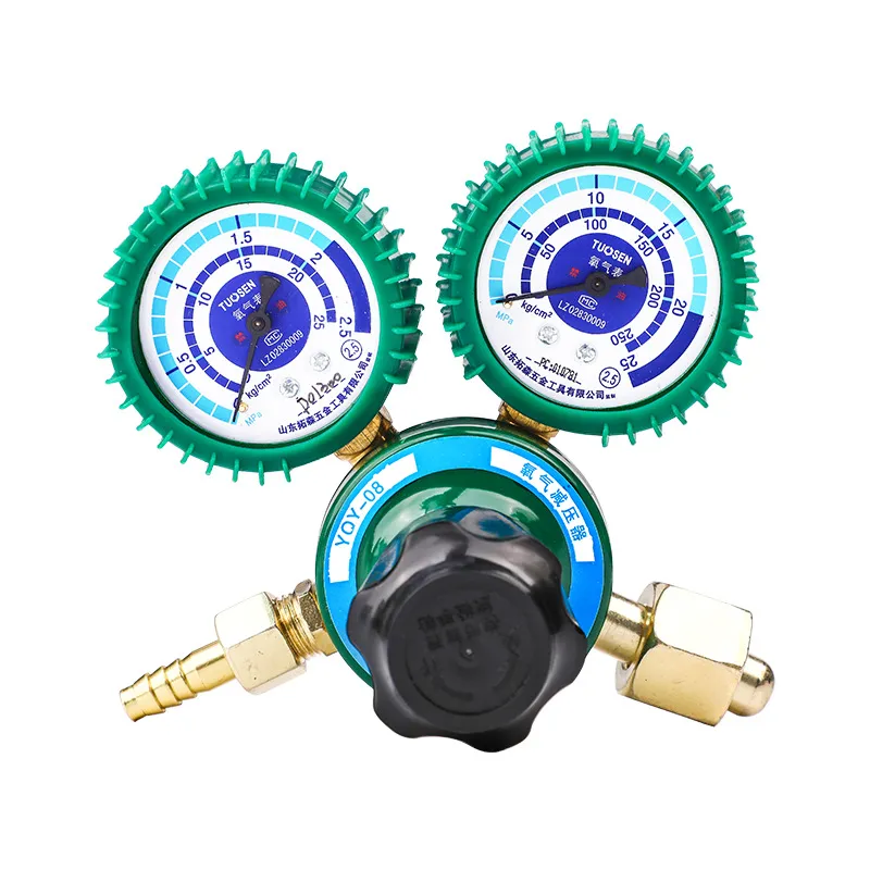 All-Brass Oxygen Pressure Regulator with Shockproof Gauge – Heavy Duty Gas Pressure Reducer with Dual Gauges for Welding, Cutting & Medical Use